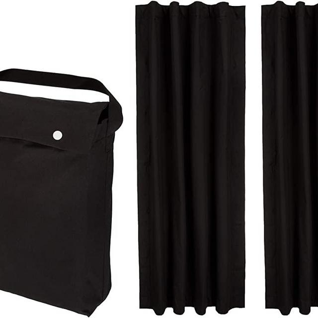 Amazon Basics Portable Window Blackout Curtain Shade with Suction Cups for Travel - 50" x 78", Black - 2-Pack, GW191007-2