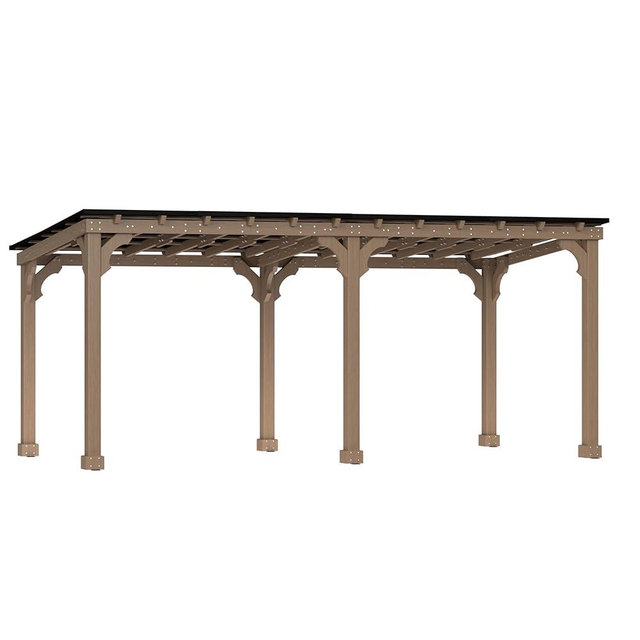 BlueWish 10' x20' Cedar Wood BBQ Gazebo with 5.5" Width Column, Patio Gazebo with Sturdy Structure, Wind-Resistant Grill Gazebo Shelter with Sloping Roof for Barbecue, Backyard, Light Mocha Brown