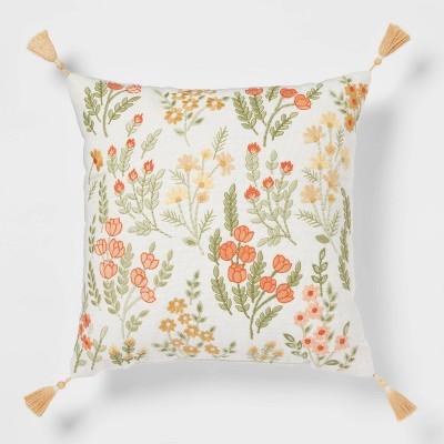 Embroidered Floral Square Throw Pillow - Threshold™