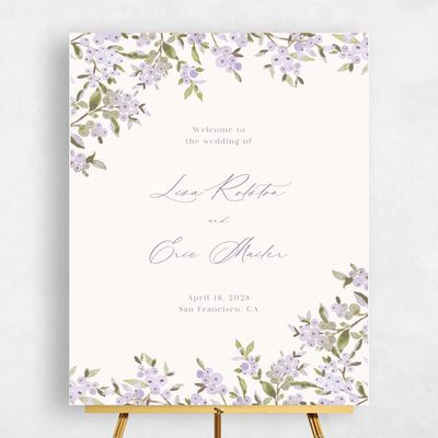 Dark Lilac, Purple Wedding Sign - Allegra Portrait