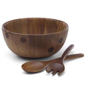 kate spade new york All in Good Taste Deco Dot Acacia Wood Salad Bowl with Servers