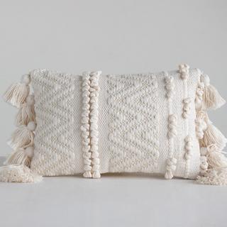 Plush Tassel Lumbar Throw Pillow