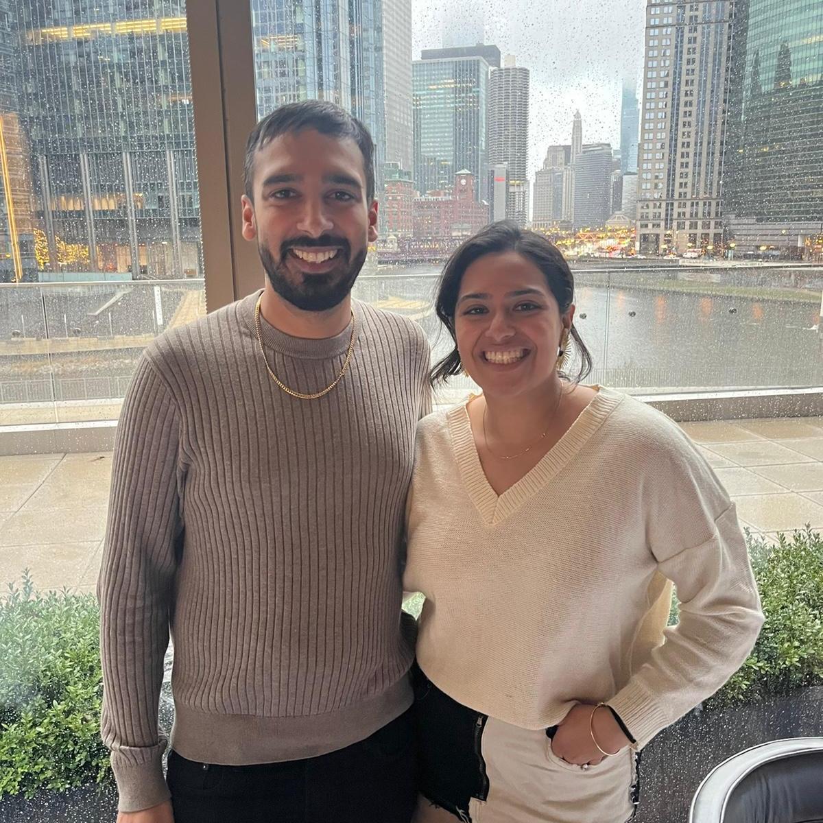 Celebrating our engagement with family in Chicago