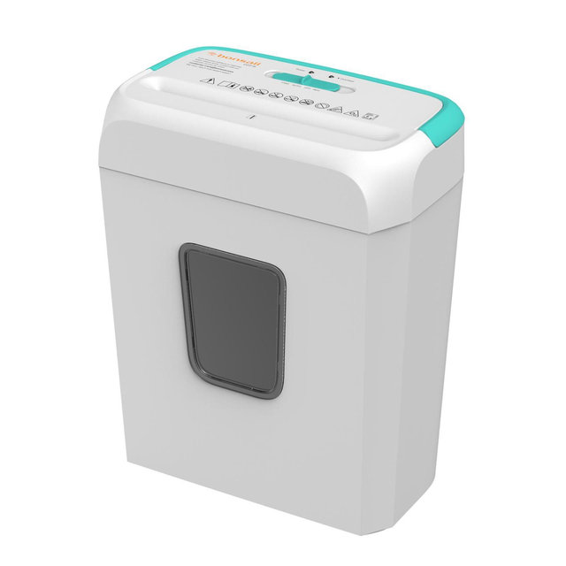 Bonsaii 6-Sheet Crosscut Paper Shredder for Home Use, Shreds Paper, Credit Cards, Staples, Clips, 3.4 Gal Wastebasket, White/Blue, with Handle