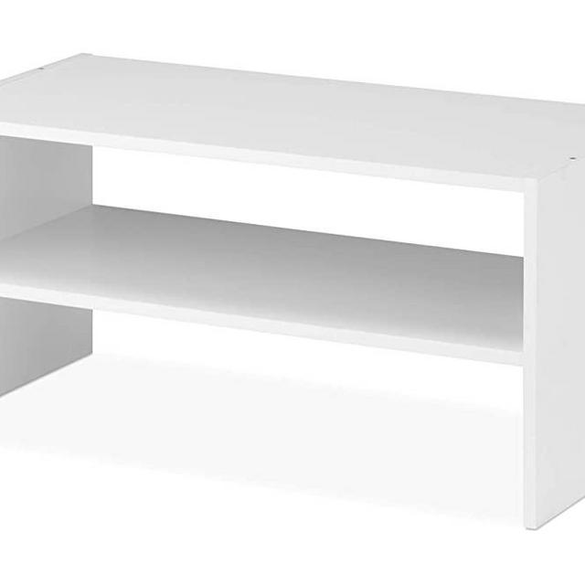 Whitmor Wood Stackable 2-Shelf Shoe Rack, 24 INCH, White