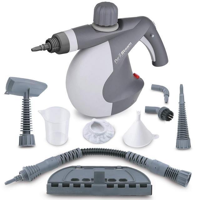 PurSteam Handheld Pressurized Steam Cleaner with 9-Piece Accessory Set - Multi-Purpose and Multi-Surface All Natural, Chemical-Free Steam Cleaning for Home, Auto, Patio, More