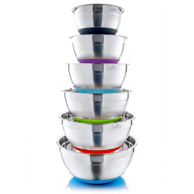 Mixing Bowls, Stainless Steel Metal Bowls Set with Measurement Markings