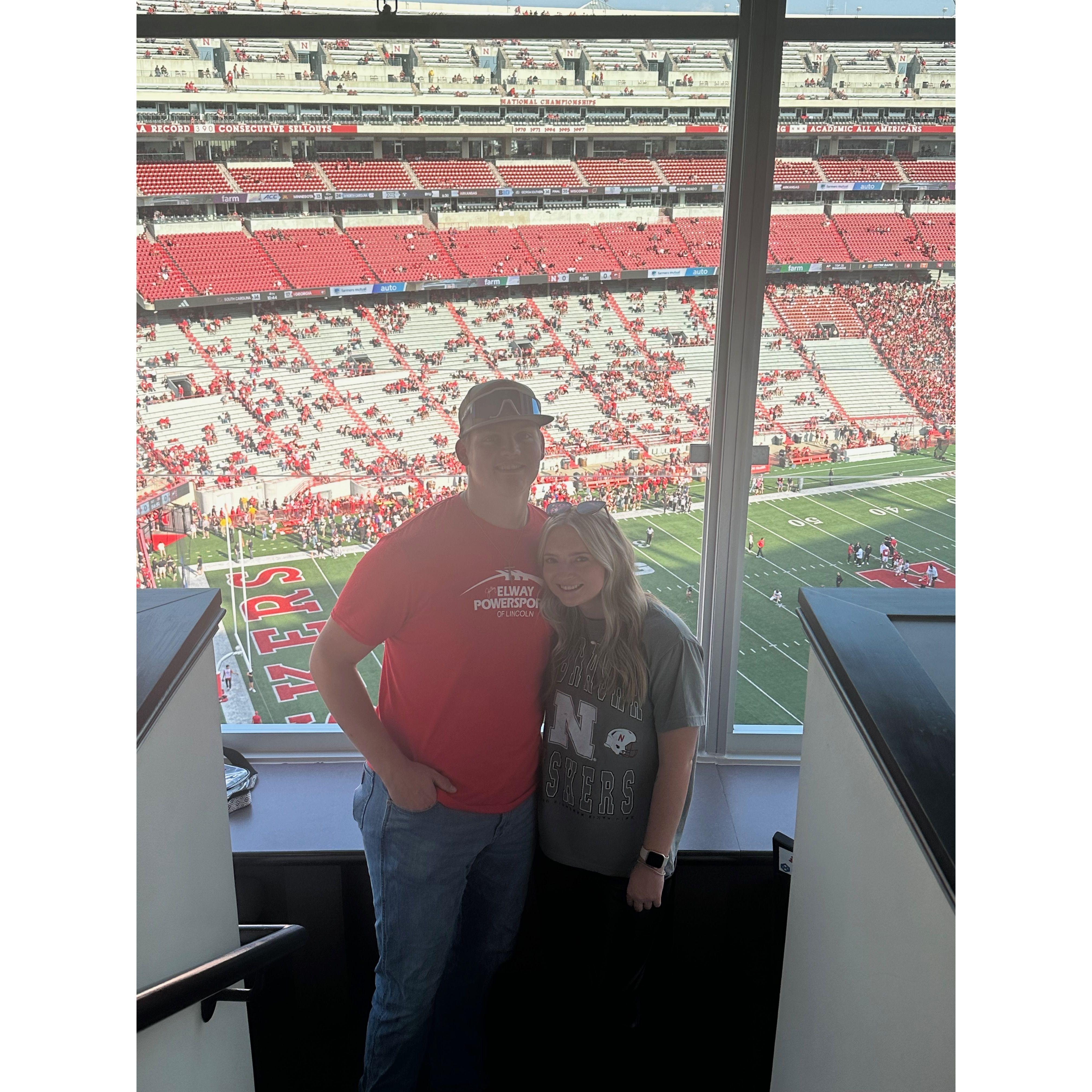 One of many Nebraksa football games together!