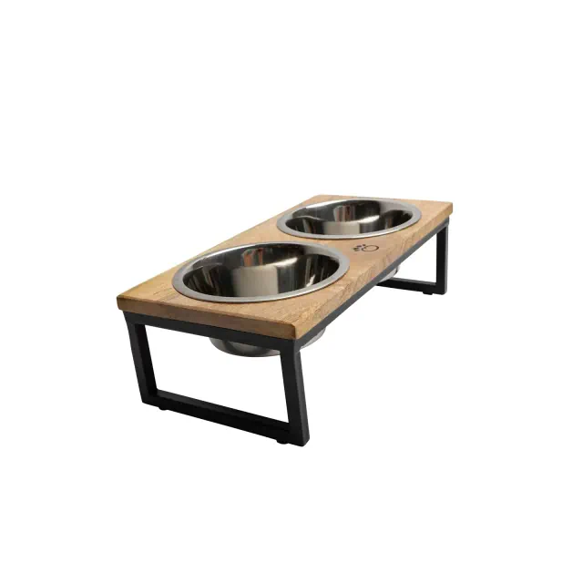 GF Pet Mango Wood & Metal Elevated Feeder - L