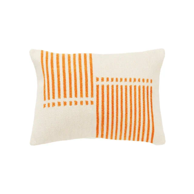 14"x20" Oversize Striped Poly Filled Lumbar Throw Pillow Orange - Rizzy Home: Modern Indoor Rectangle, Hidden Zipper