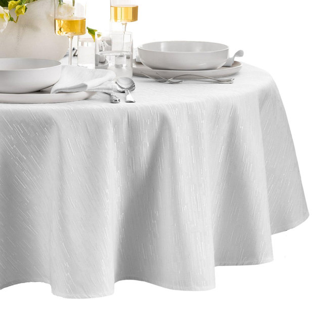 Elrene Home Fashions Continental Solid Texture Water and Stain Resistant Round Tablecloth, 90"