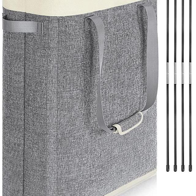 40L Narrow Laundry Basket with Padded Handle, 22" Slim Laundry Hamper Foldable, Thin Dirty Clothes Basket for Dorm Organize, Skinny Laundry Hamper for Small Space, Closet Bedroom, Bathroom Corner