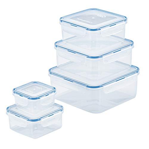 Shazo Airtight Container Set for Food Storage - 7 Piece Set + Heavy Duty  Plastic - BPA Free - Airtight Storage Clear Plastic w/White Interchangeable