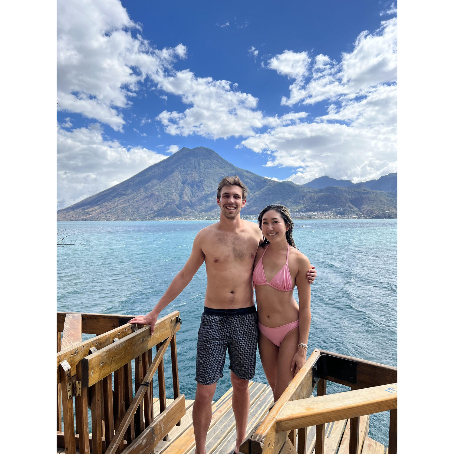 Michael and Julie right after jumping 50 feet off a cliff into Lake Atitlan, Guatemala!