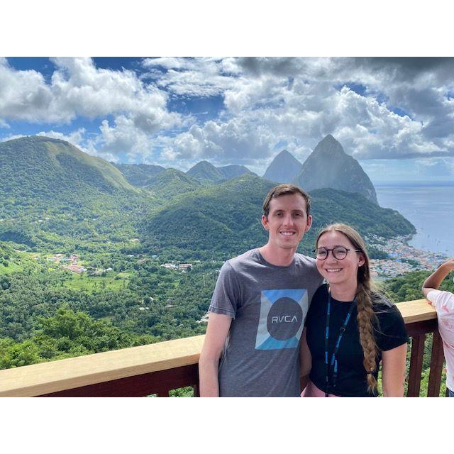 A view of us and the Piton Mountains - Saint Lucia