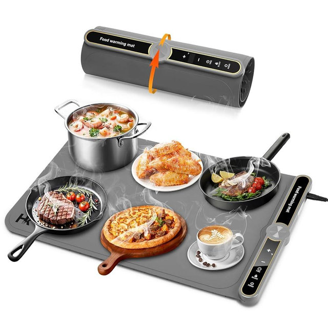 HK Warming Mat for Food, Food Fast Heating Electric Warming Mat with 9 Level Adjustable Temperature and 6 Hours Timer, Roll Up Food Warmers for Parties, Buffets, and Home Use
