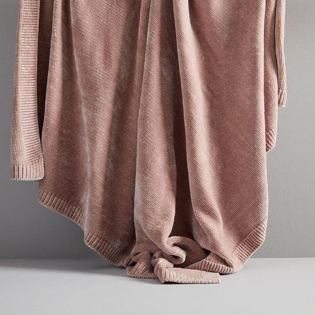 Luxe Chenille Throw, Dusty Blush