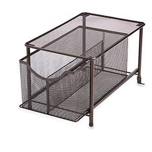 .ORG Large Under the Sink Mesh Slide-Out Cabinet Drawer with Shelf in Bronze