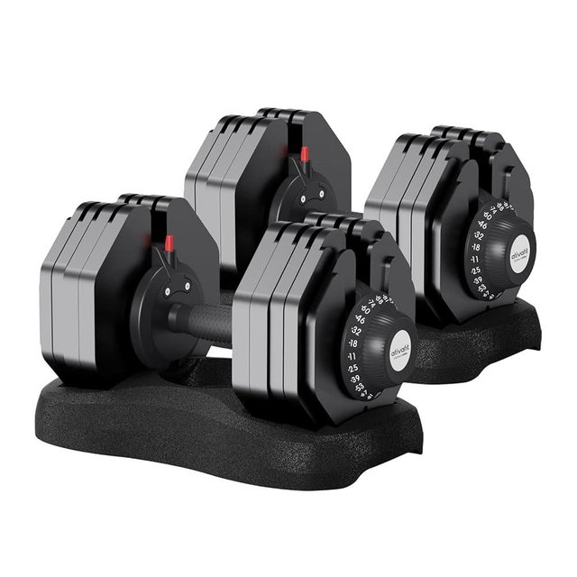 Ativafit 27.5/66/88LBS Pair Adjustable Dumbbell Set with Anti-slip Handle 12 In 1 Quick Dial Adjustment Weights With Safety Locking Button Space Saving Strength Training for Full Body Home Gym Workout