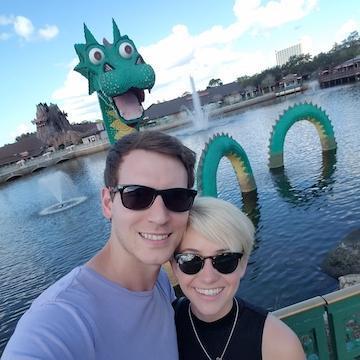 Hanging with a Lego dragon in Florida