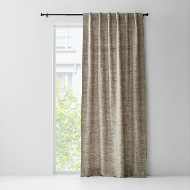 Trevino Warm Beige Cotton Silk Blend Window Curtain Panel 52"x84"