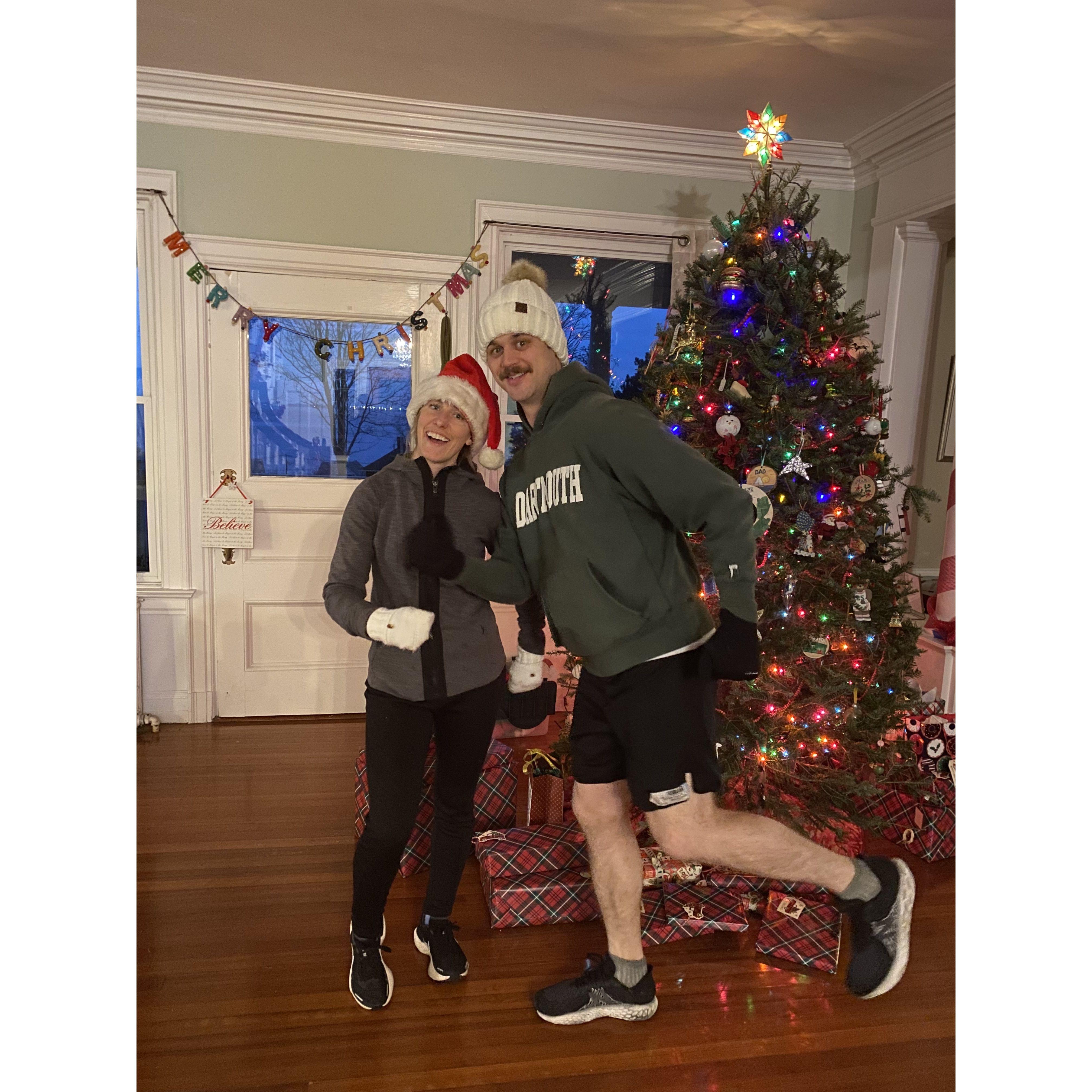 Annual Christmas Eve lights jog, which Amelia now drags Will along for.