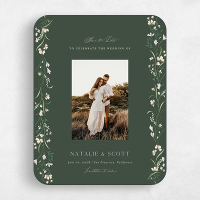 Green Rounded Wedding Save the Date - Mirtillo Photo