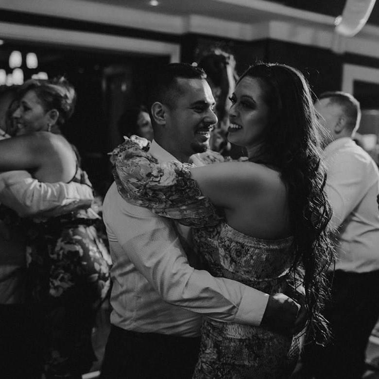 Candid photo at a wedding.