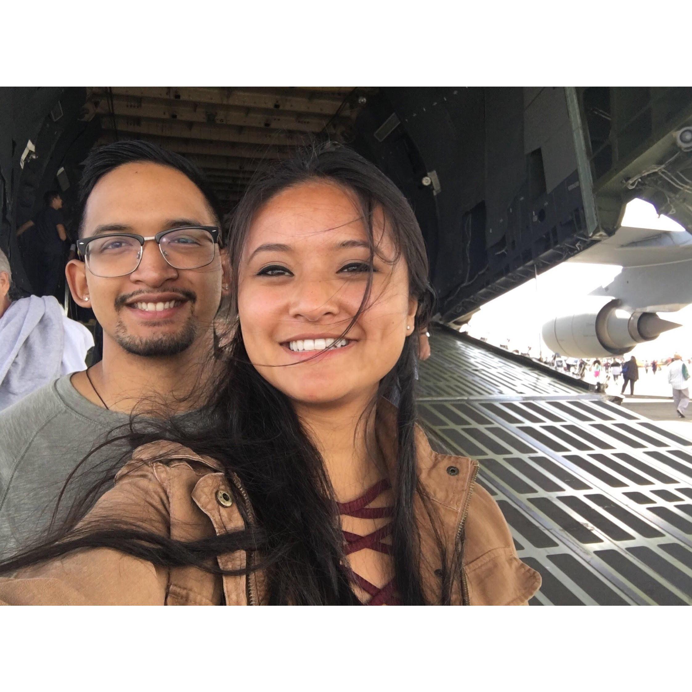 The day we both found out Rosalie gets anxiety attacks from bombs and military aircrafts. They're cool but SCARY!
Mather Air Show.  
Oct. 2016