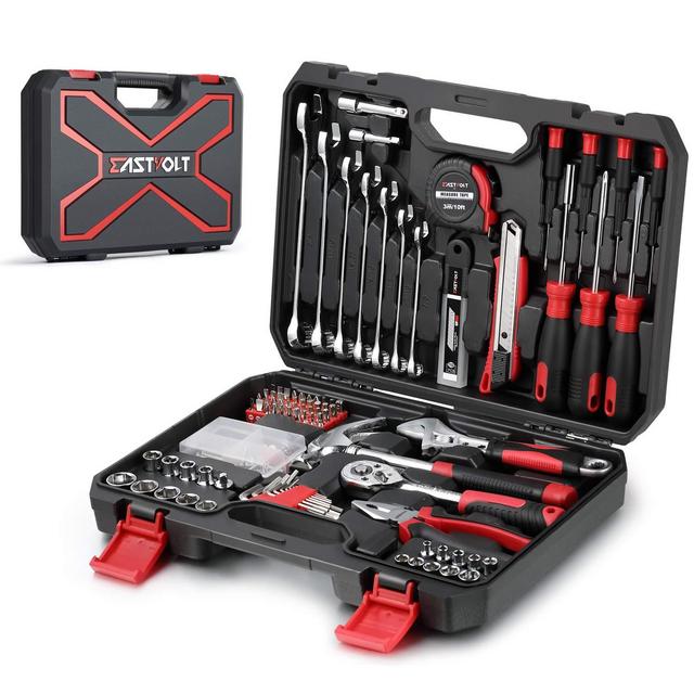 158-Piece Home Repair Tool Set, EASTVOLT General Household Hand Tool Kit,Auto Repair Tool Set, with Storage Tool Box, EVHT15801