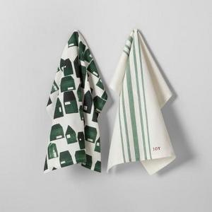 House Kitchen Towel Set (2pk) - Cream/Green - Hearth & Hand™ with Magnolia