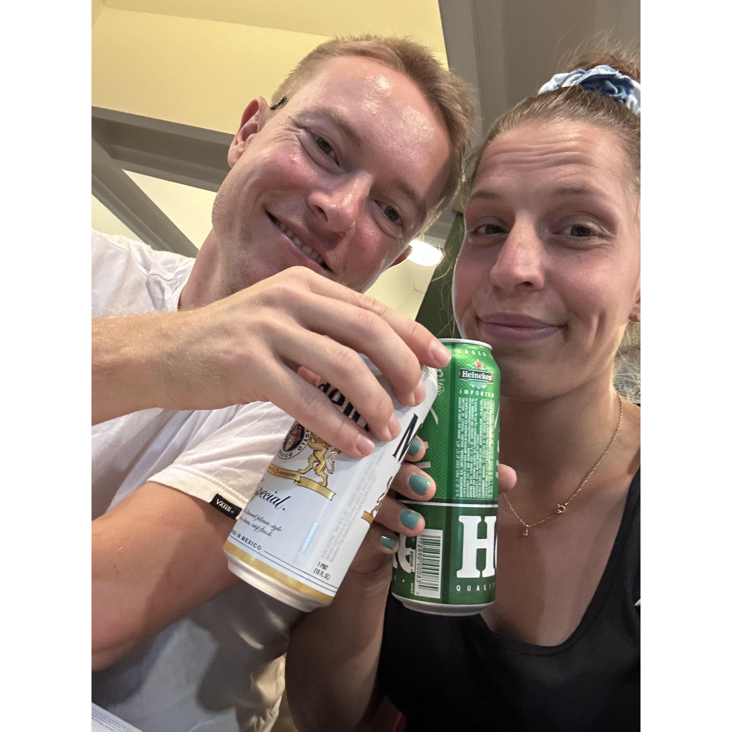 Before our first flight to Austria.