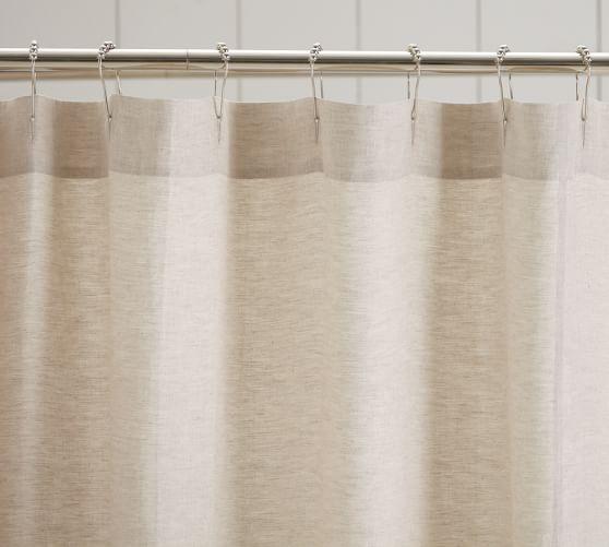 Pottery Barn | White Linen Ruffle Shower Curtain