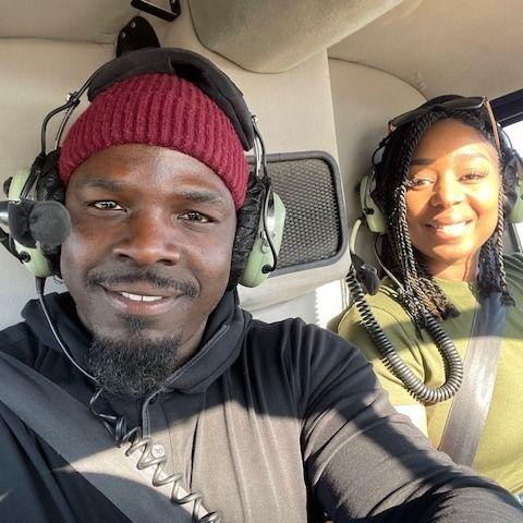 Enjoying out of the box adventures together . A helicopter ride in San Antonio!