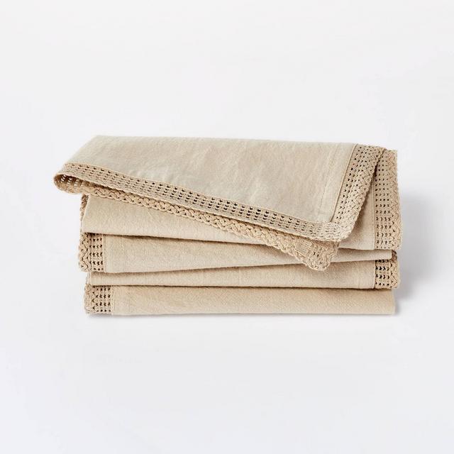 4pk Cotton Napkins Brown- Threshold™ designed with Studio McGee