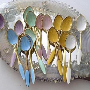 Frigast Shell Design 925 Sterling Silver Vintage Rare 1950s Denmark Demitasse Enamel Spoon. 6 Pastel Colours. Select: Condition. Pr Spoon.