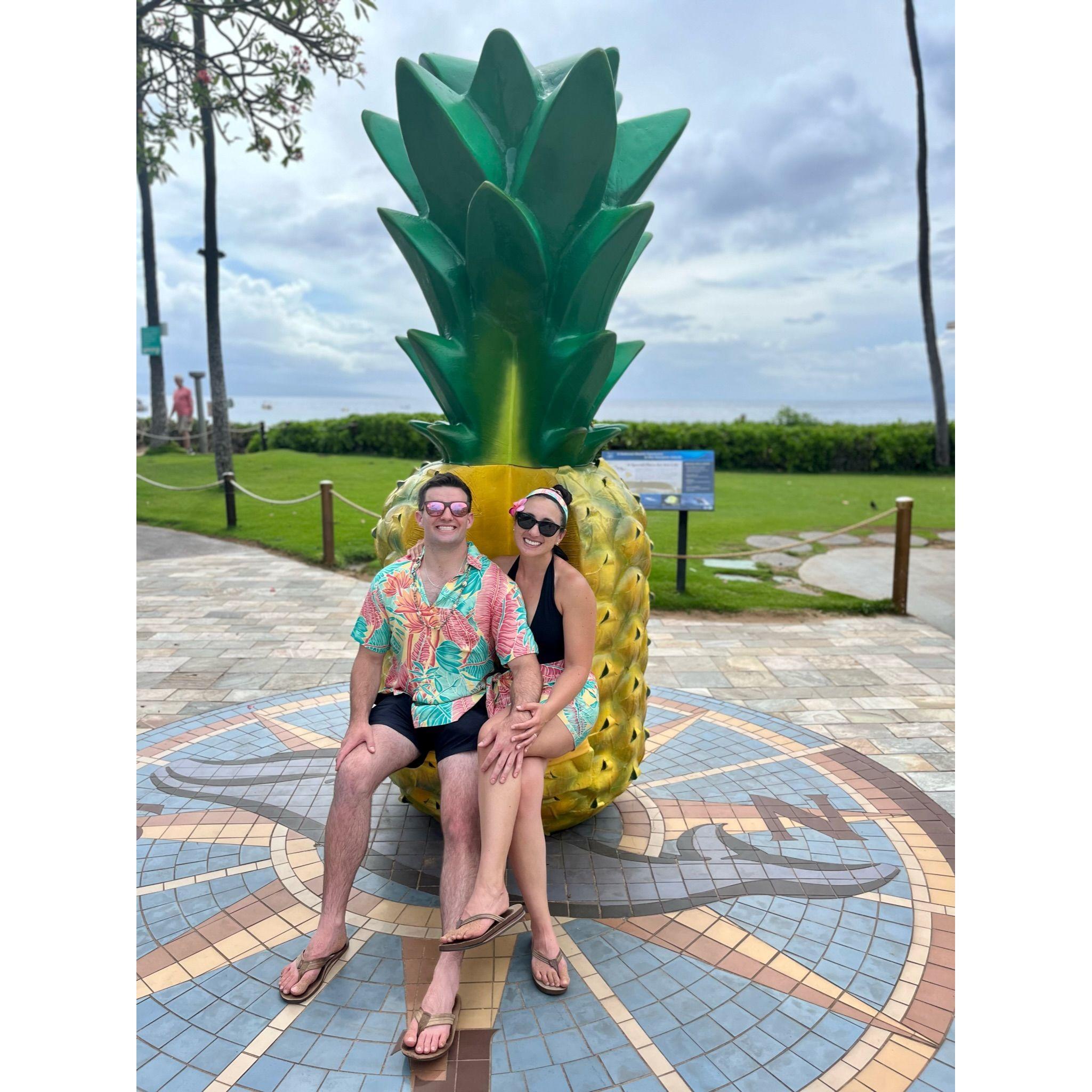 Matching outfits on a pineapple.