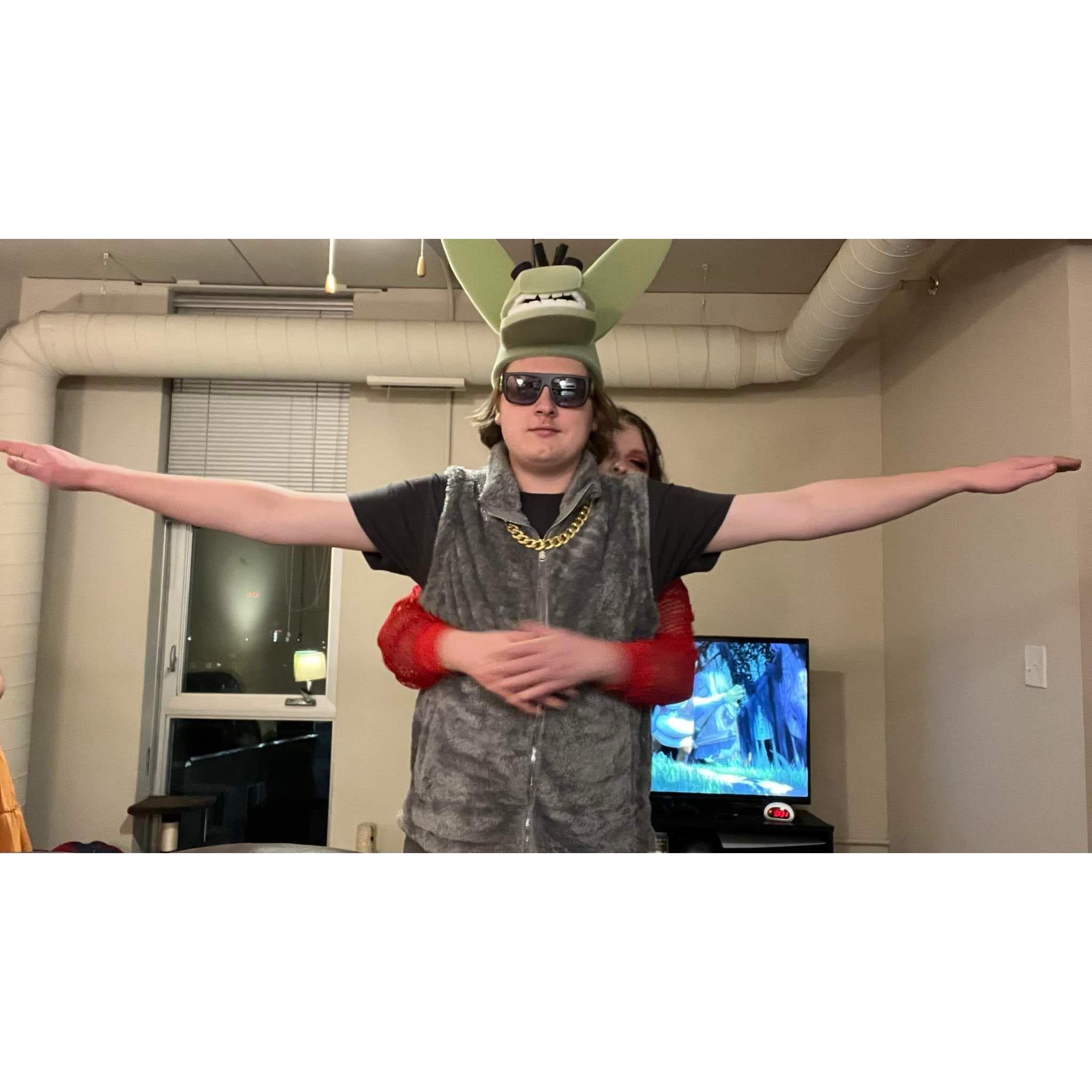 Shrek Rave dressed as Donkey and Dragon