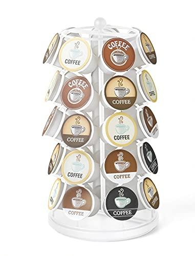 Nifty Coffee Pod Carousel – Spins 360-Degrees, Lazy Susan Platform, Home or Office Kitchen Counter Organizer (White, 35 Pod Capacity)