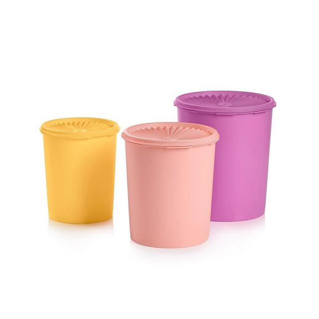 Tupperware Decorator 3 Canister Set - Dishwasher Safe & BPA Free - (3 Containers + 3 Lids)