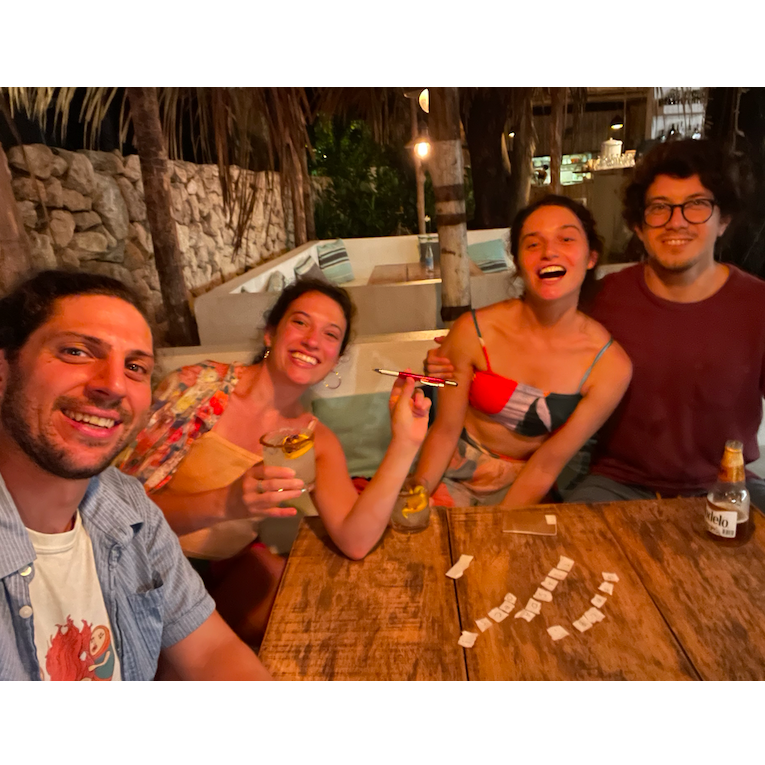 The Mendelson sisters and their beaus playing games in Costa Rica