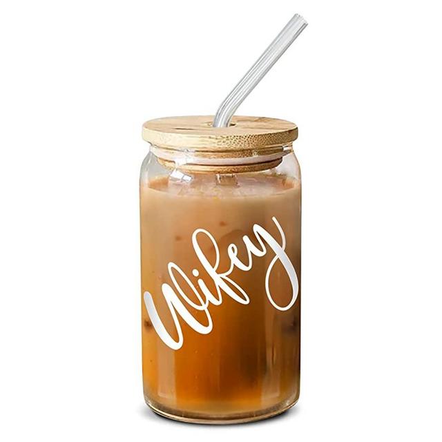 Bridal Shower Gift - Bride To Be Gifts - Wife Gifts, Bridal Gifts, Engagement Gifts For Women, Bride, Fiancee, Wifey - Gifts Anniversary For Wife - Bachelorette Party Decorations - 16 Oz Coffee Glass
