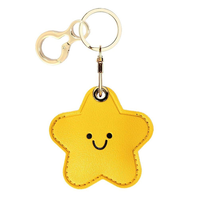 Leather Airtag Keychain Case Holder,Cute Protective Apple Air Tag Cover with Key Ring,Anti-Scratch Hidden Finder GPS Tracker Case for Wallet Keys,Bag,Pets,Backpack(Star)