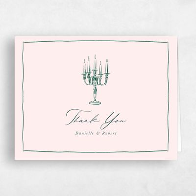 Dark Emerald, Beige Wedding Thank You - Elodie Landscape