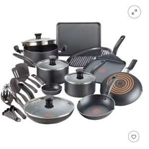 T-fal 20pc Simply Cook Nonstick Cookware set Black