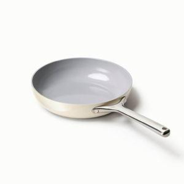 Caraway Nonstick Ceramic Frying Pan (2.7 qt, 10.5") - Non Toxic, PTFE & PFOA Free - Oven Safe & Compatible with All Stovetops (Gas, Electric & Induction) - Cream