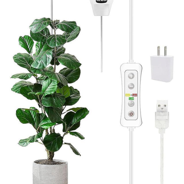 Plant Grow Light,yadoker LED Growing Light Full Spectrum for Indoor Plants, Paired with a Soil Tester,Height Adjustable, Automatic Timer, 5V Low Safe Voltage,Idea for Large Plant Light