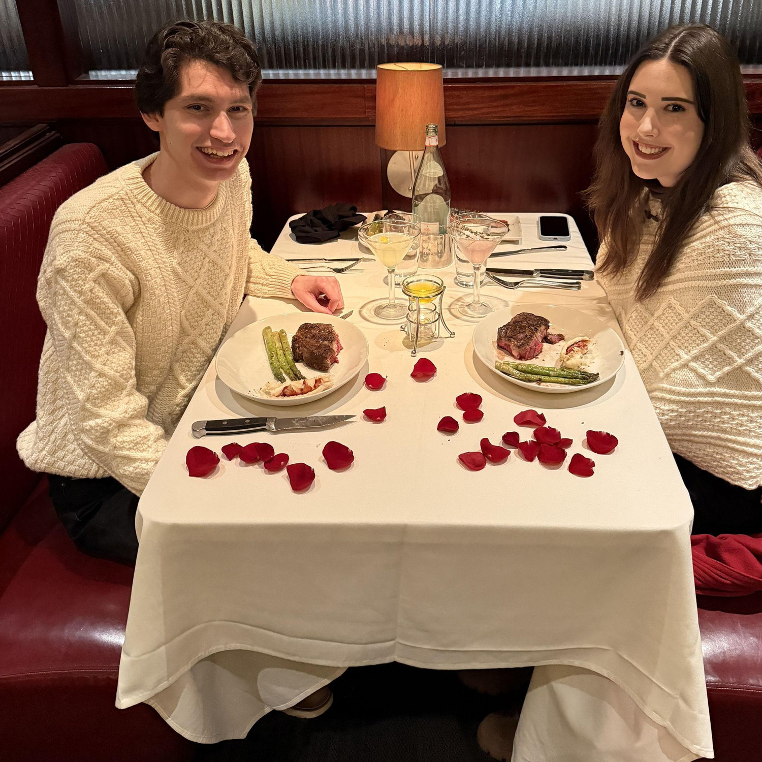 Margo and William celebrating their one year of being engaged.