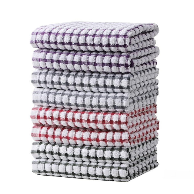 Oeleky Dish Towels for Kitchen, Cotton Kitchen Towels for Drying Dishes Pack of 8 (Multi C, 15X26 inches)