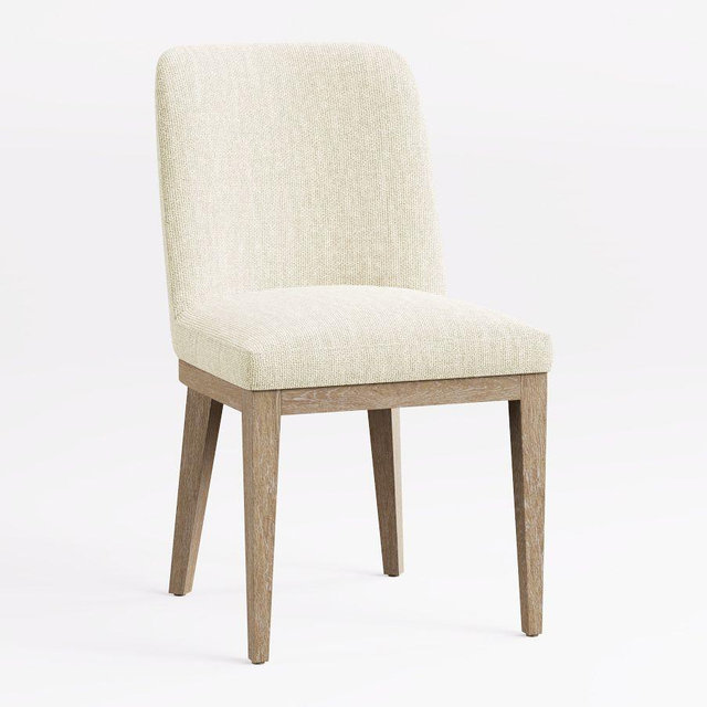 Layton Upholstered Side Dining Chair, Seadrift Legs, Performance Heathered Basketweave Ivory